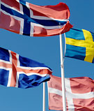 Vajande flaggor från några nordiska länder