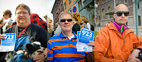 Medelaine Palmgren, Anders Wahlborg och Kalle Eriksson protesterade utanför Rosenbad